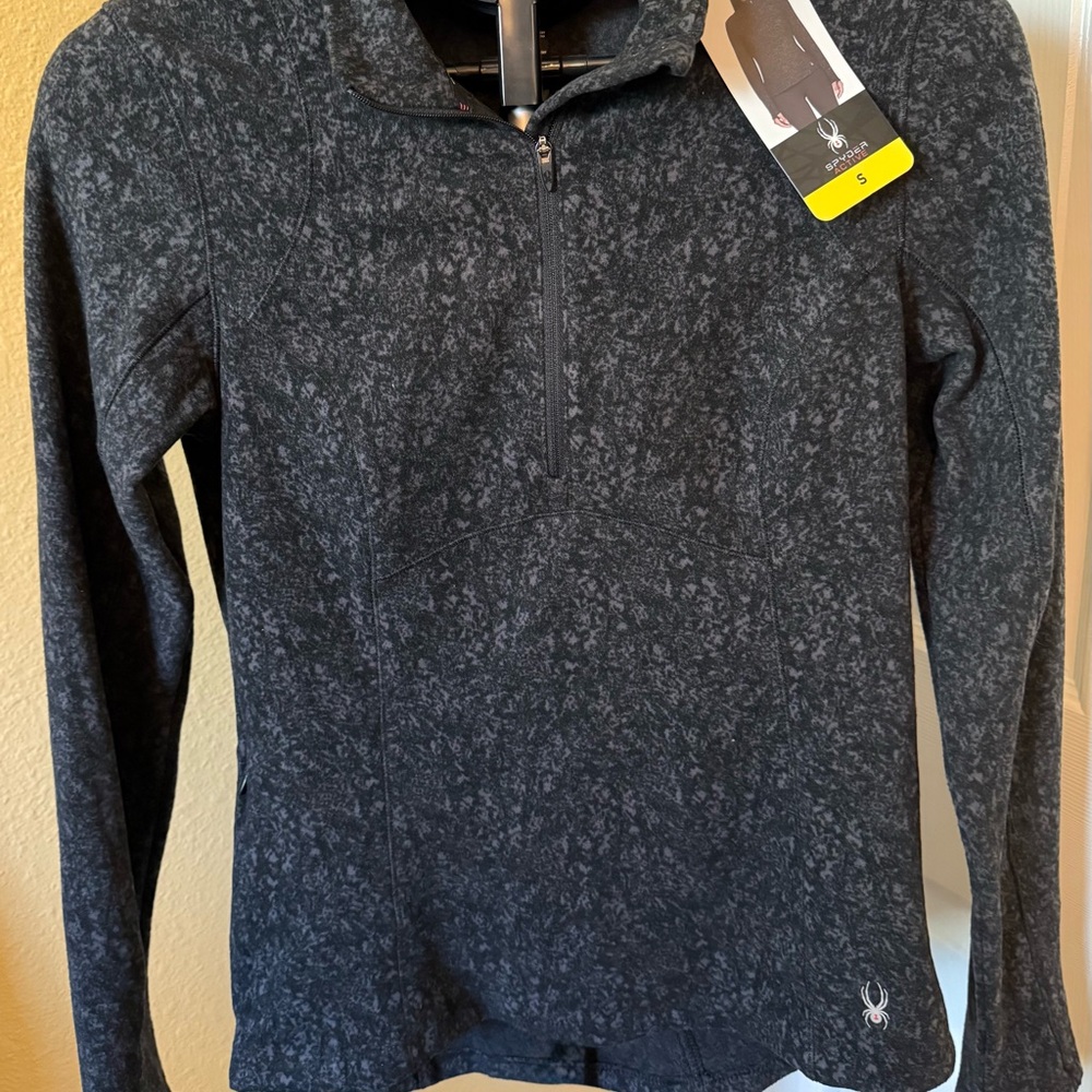 Spyder Black Zip Up Sweater with Textured Knit